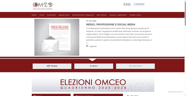 Security scan screenshot of https://www.ordinemedici.crotone.it/