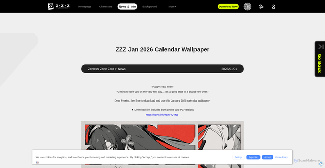 Security scan screenshot of https://zenless.hoyoverse.com/m/en-us/news/161810