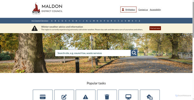 Security scan screenshot of https://www.maldon.gov.uk/site/