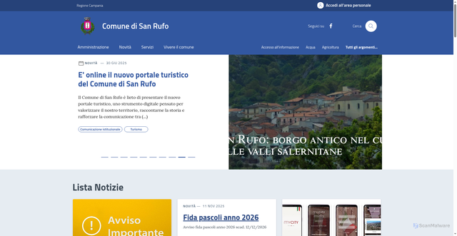 Security scan screenshot of https://www.comune.sanrufo.sa.it