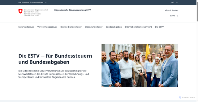 Security scan screenshot of https://www.estv.admin.ch/de