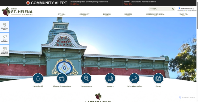 Security scan screenshot of https://cityofsthelena.gov/