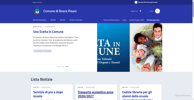 Security scan screenshot of https://www.comune.boarapisani.pd.it