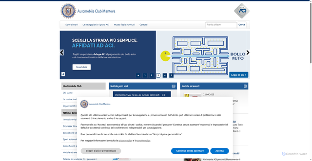 Security scan screenshot of https://mantova.aci.it/