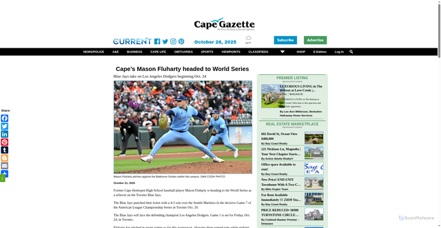 Security scan screenshot of https://www.capegazette.com/article/cape%E2%80%99s-mason-fluharty-headed-world-series/297510