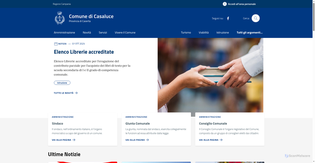 Security scan screenshot of https://comune.casaluce.ce.it/