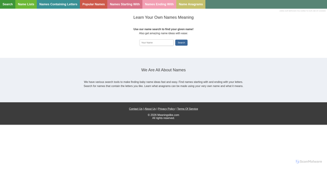 Security scan screenshot of https://www.meaningslike.com