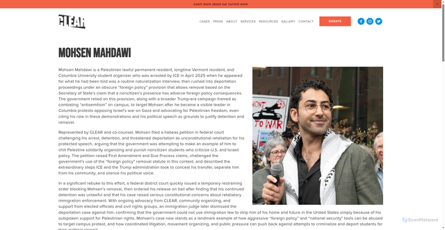 Security scan screenshot of https://www.cunyclear.org/mohsen-mahdawi