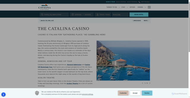 Security scan screenshot of https://www.visitcatalinaisland.com/things-to-do/catalina-casino