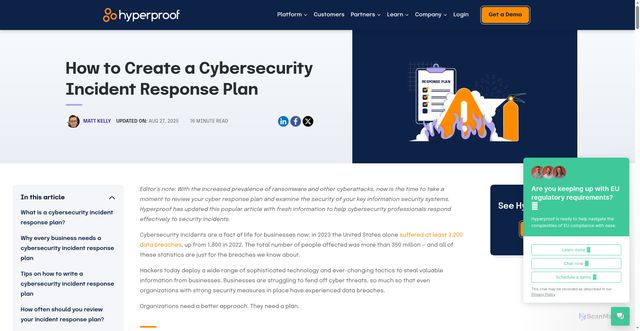 Security scan screenshot of https://hyperproof.io/resource/cybersecurity-incident-response-plan/