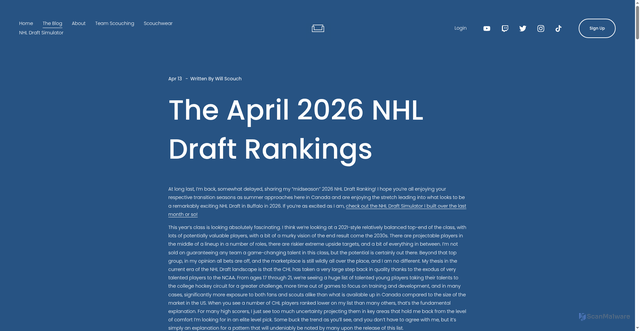 Security scan screenshot of https://www.scouching.ca/the-blog/april-rankings-2026