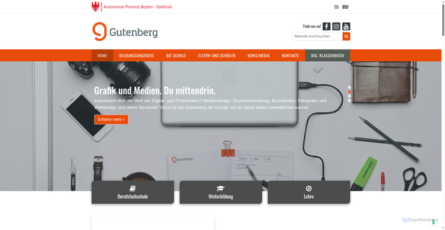 Security scan screenshot of https://www.gutenberg.berufsschule.it/