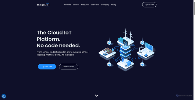 Security scan screenshot of https://thinger.io