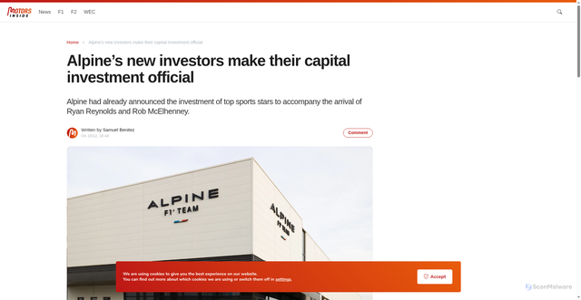 Security scan screenshot of https://www.motorsinside.com/en/f1/news/32610-alpines-new-investors-make-their-capital-investment-official