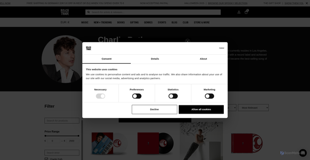 Security scan screenshot of https://www.roughtrade.com/artist/charlie-puth