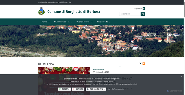 Security scan screenshot of https://www.comune.borghettodiborbera.al.it/it-it/home