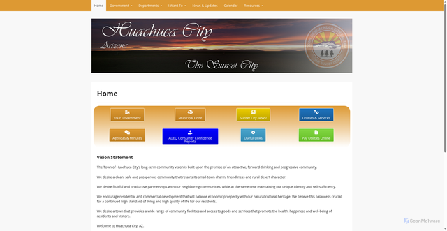 Security scan screenshot of https://huachucacityaz.gov/