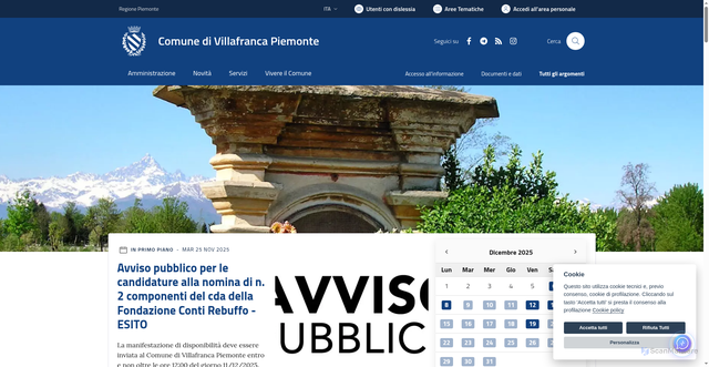 Security scan screenshot of https://www.comune.villafrancapiemonte.to.it/
