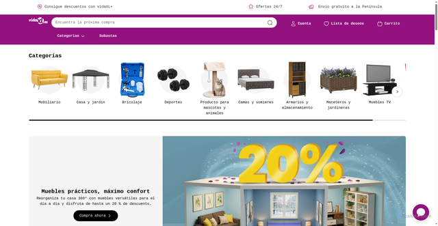 Security scan screenshot of https://vidaxl.es