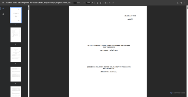 Security scan screenshot of https://www.worldcourts.com/icj/eng/decisions/2012.07.20_Belgium_v_Senegal.pdf