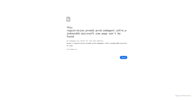 Security scan screenshot of https://registration.prna02.prod.cmdagent.infra.windows365.microsoft.com