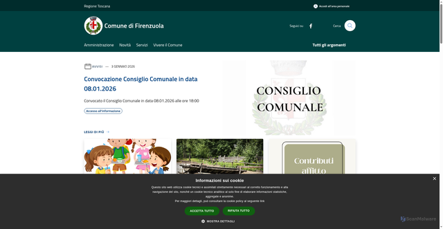Security scan screenshot of https://www.comune.firenzuola.fi.it/it