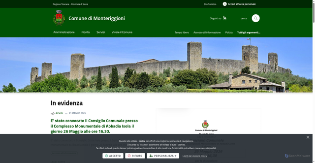 Security scan screenshot of https://www.comune.monteriggioni.si.it