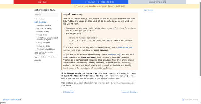 Security scan screenshot of https://safepassage-wiki.pages.dev/android/self-checklist/