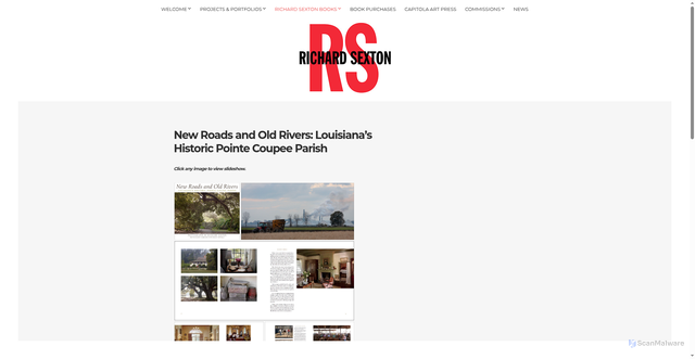 Security scan screenshot of https://richardsextonstudio.com/new-roads-and-old-rivers-louisianas-historic-pointe-coupee-parish/