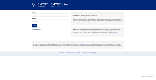 Security scan screenshot of https://emory.researchinsight.org