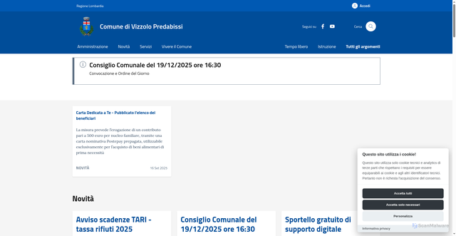 Security scan screenshot of https://comune.vizzolopredabissi.mi.it/