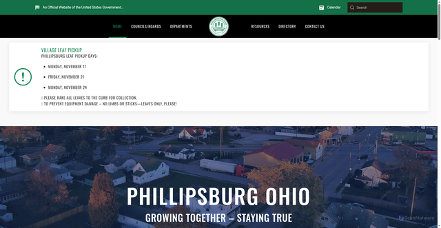 Security scan screenshot of https://phillipsburgoh.gov/