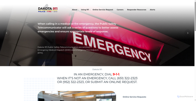 Security scan screenshot of https://dakota911mn.gov/