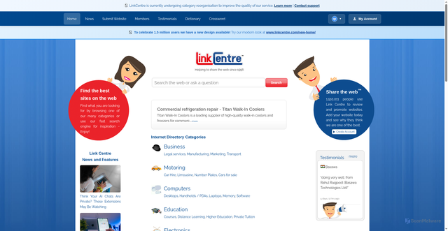 Security scan screenshot of https://www.linkcentre.com