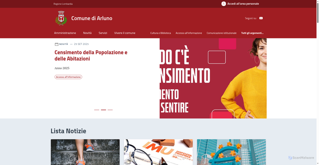 Security scan screenshot of https://comune.arluno.mi.it/