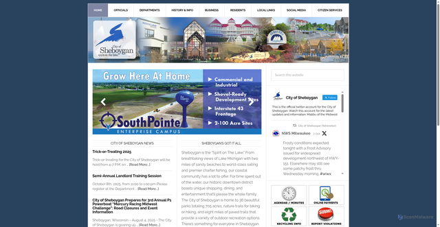 Security scan screenshot of https://www.sheboyganwi.gov/