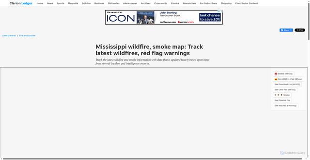 Security scan screenshot of https://data.clarionledger.com/fires/