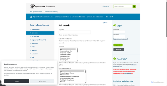 Security scan screenshot of https://smartjobs.qld.gov.au/