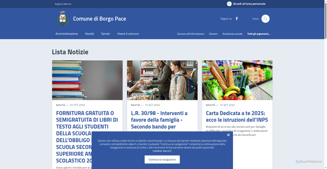 Security scan screenshot of https://comune.borgo-pace.pu.it/