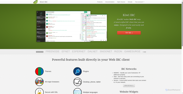 Security scan screenshot of https://kiwiirc.com