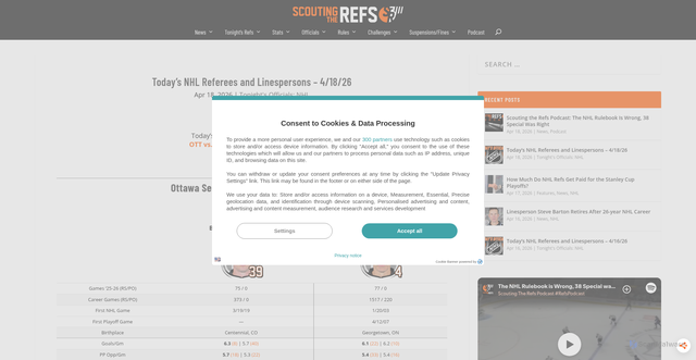 Security scan screenshot of https://scoutingtherefs.com/2026/04/51802/todays-nhl-referees-and-linespersons-4-18-26/