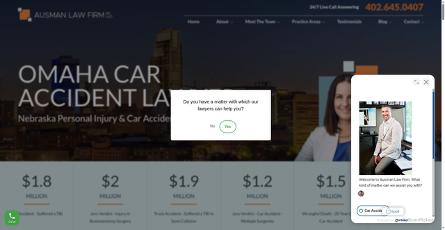 Security scan screenshot of https://injurylawyersinomaha.com/car-accidents/