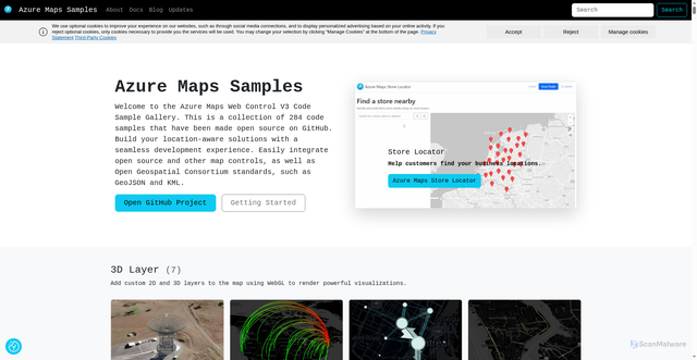 Security scan screenshot of https://samples.azuremaps.com