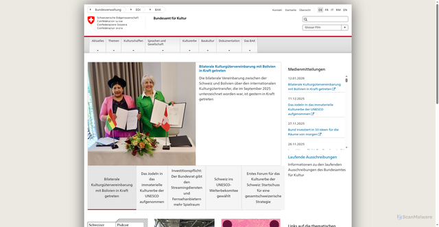 Security scan screenshot of https://www.bak.admin.ch/bak/de/home.html