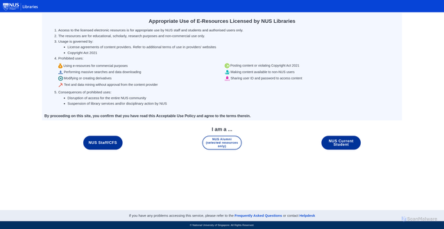 Security scan screenshot of https://login.libproxy1.nus.edu.sg
