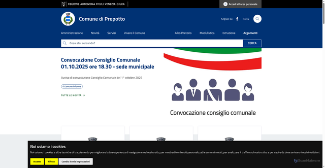 Security scan screenshot of https://www.comune.prepotto.ud.it/