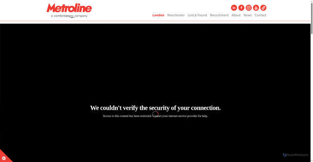 Security scan screenshot of https://www.metroline.co.uk
