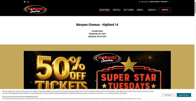 Security scan screenshot of https://www.marqueecinemas.com/theater-info/x0k7h-marquee-cinemas-highlands-14/