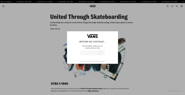 Security scan screenshot of https://www.vans.com/en-us/news/united-through-skateboarding