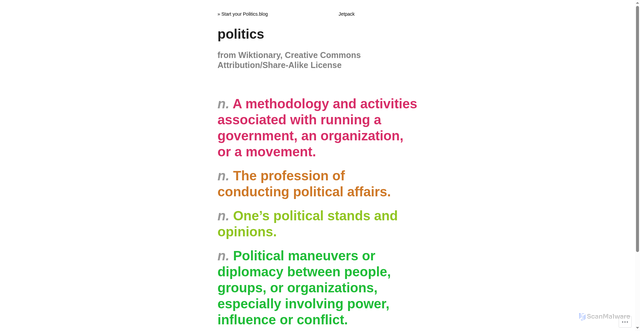 Security scan screenshot of https://politics.blog